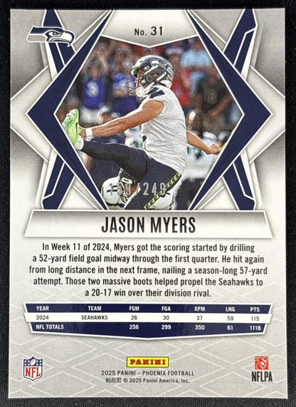 Jason Myers 2025 Phoenix Hyper /249 Seahawks back