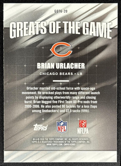 Brian Urlacher 2026 Topps Greats Of The Game Bears