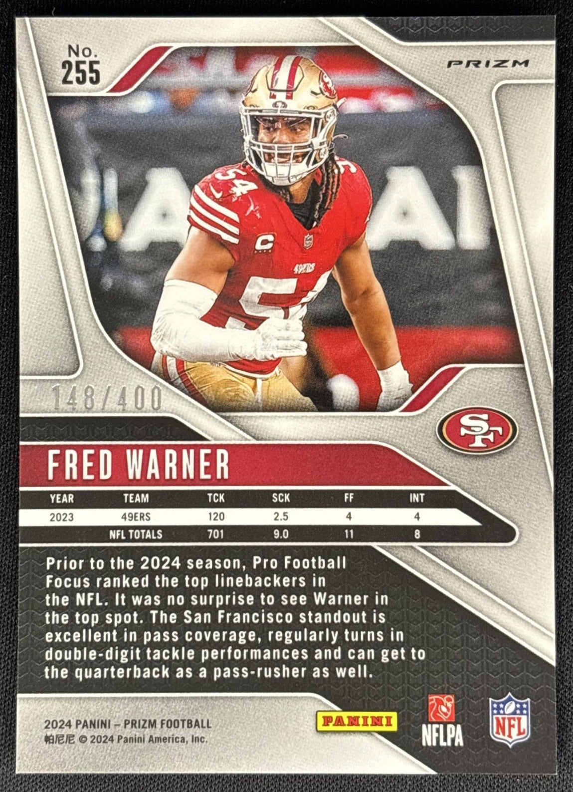 Fred Warner 2024 Panini Prizm Pandora /400 49ers Sports Trading Card