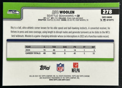 Riq Woolen 2025 Topps Chrome Seahawks Sports Trading Cards