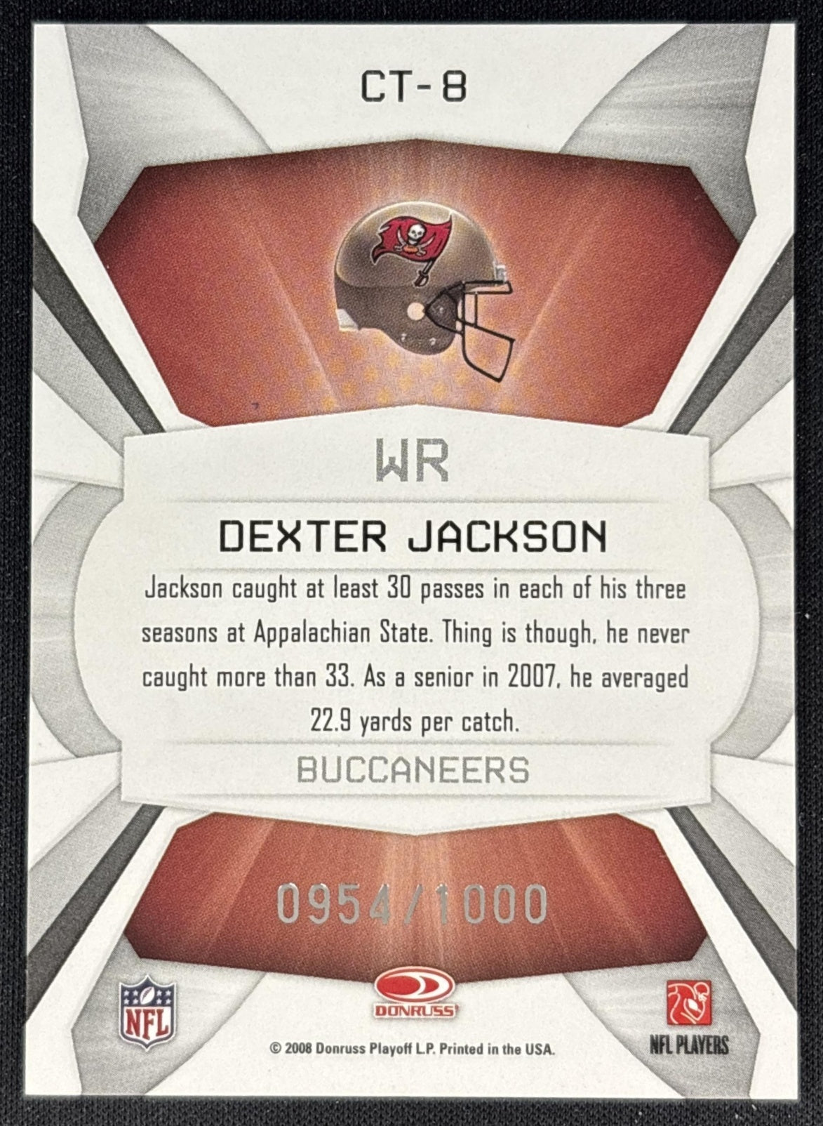 Dexter Jackson 2008 Leaf Rookies & Stars Cross Training /1000 Buccaneers Sports Trading Cards