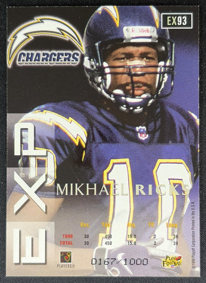 Mikhael Ricks 1999 Playoff Prestige EXP Reflections Gold /1000 Chargers back
