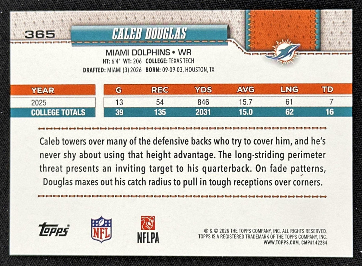 Caleb Douglas 2026 Topps Flagship Fanatics Foil Dolphins