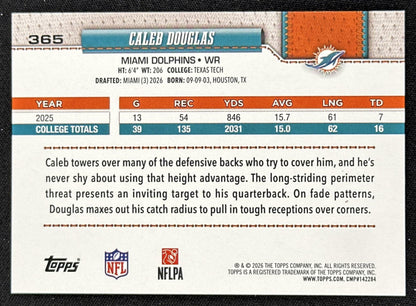 Caleb Douglas 2026 Topps Flagship Fanatics Foil Dolphins