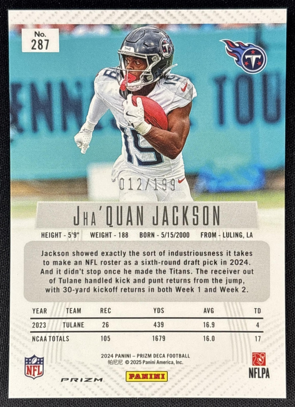 Jha Quan Jackson 2024 Panini Prizm Deca Red /199 Titans Sports Trading Cards