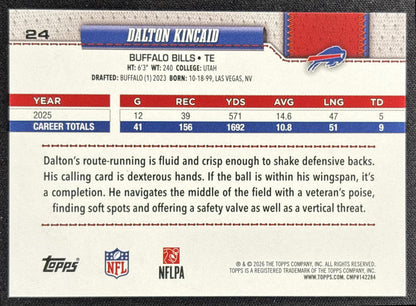 Dalton Kincaid 2026 Topps Football Leather Foil Bills