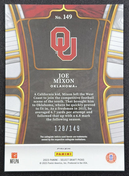 Joe Mixon 2023 Panini Select Draft Picks Red Prizm /149 Sooners