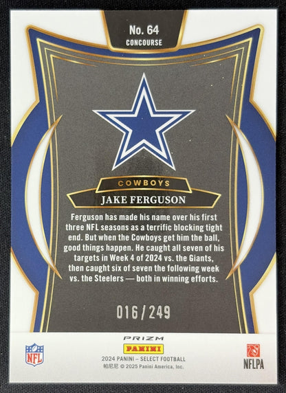 Jake Ferguson 2024 Panini Select Concourse Blue Prizm /249 Cowboys