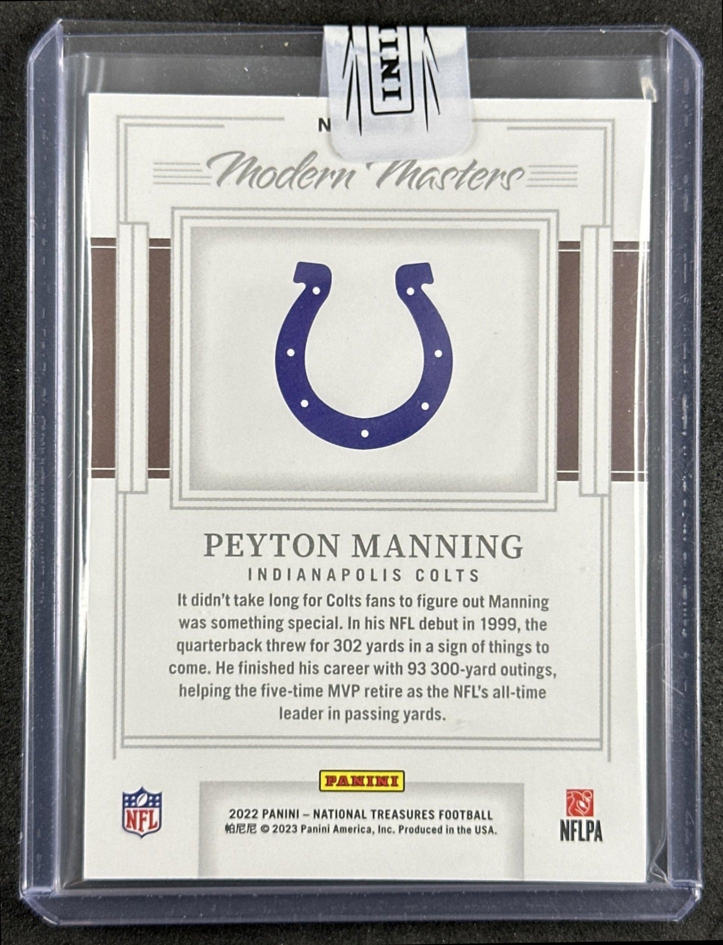 Peyton Manning 2022 Panini National Treasures Modern Masters Holo Silver /25 Colts