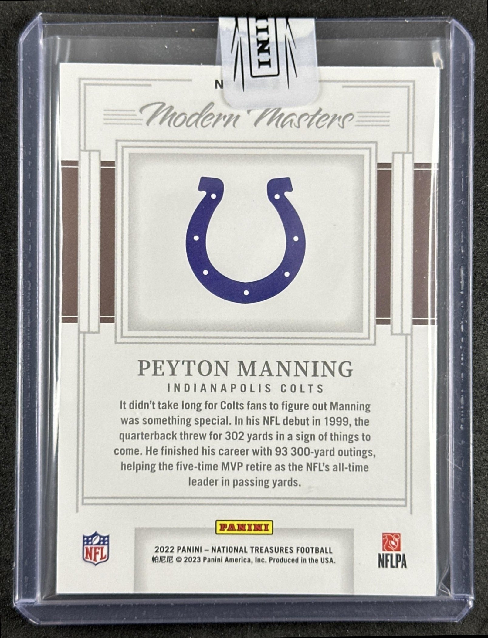 Peyton Manning 2022 Panini National Treasures Modern Masters Holo Silver /25 Colts