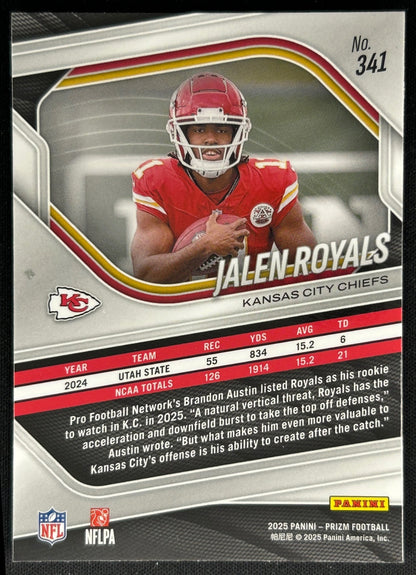 Jalen Royals 2025 Prizm Chiefs Sports Trading Cards