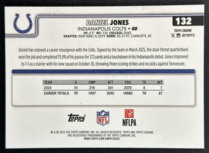 Daniel Jones 2025 Topps Chrome Pink Refractor /250 Colts
