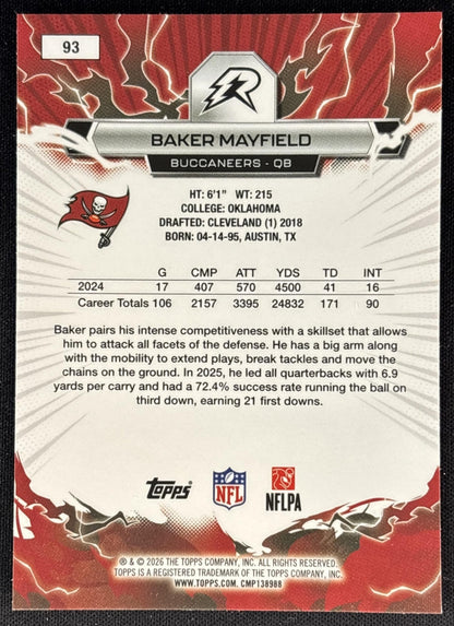 Baker Mayfield 2025 Topps Resurgence Buccaneers Tampa Bay Buccaneers back