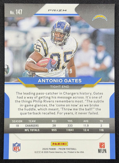 Antonio Gates 2020 Panini Prizm Blue Wave /199 Chargers