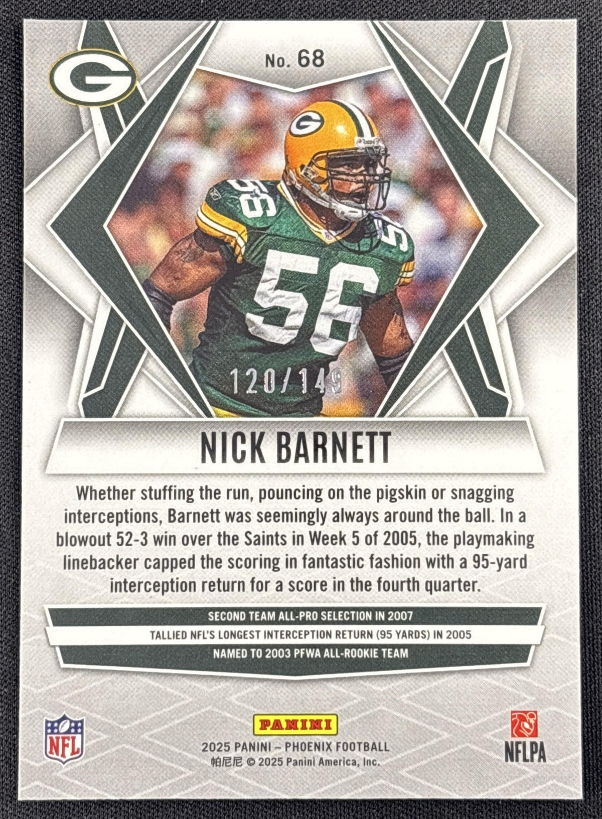 Nick Barnett 2025 Panini Phoenix Green Winter Prizm /149 Packers