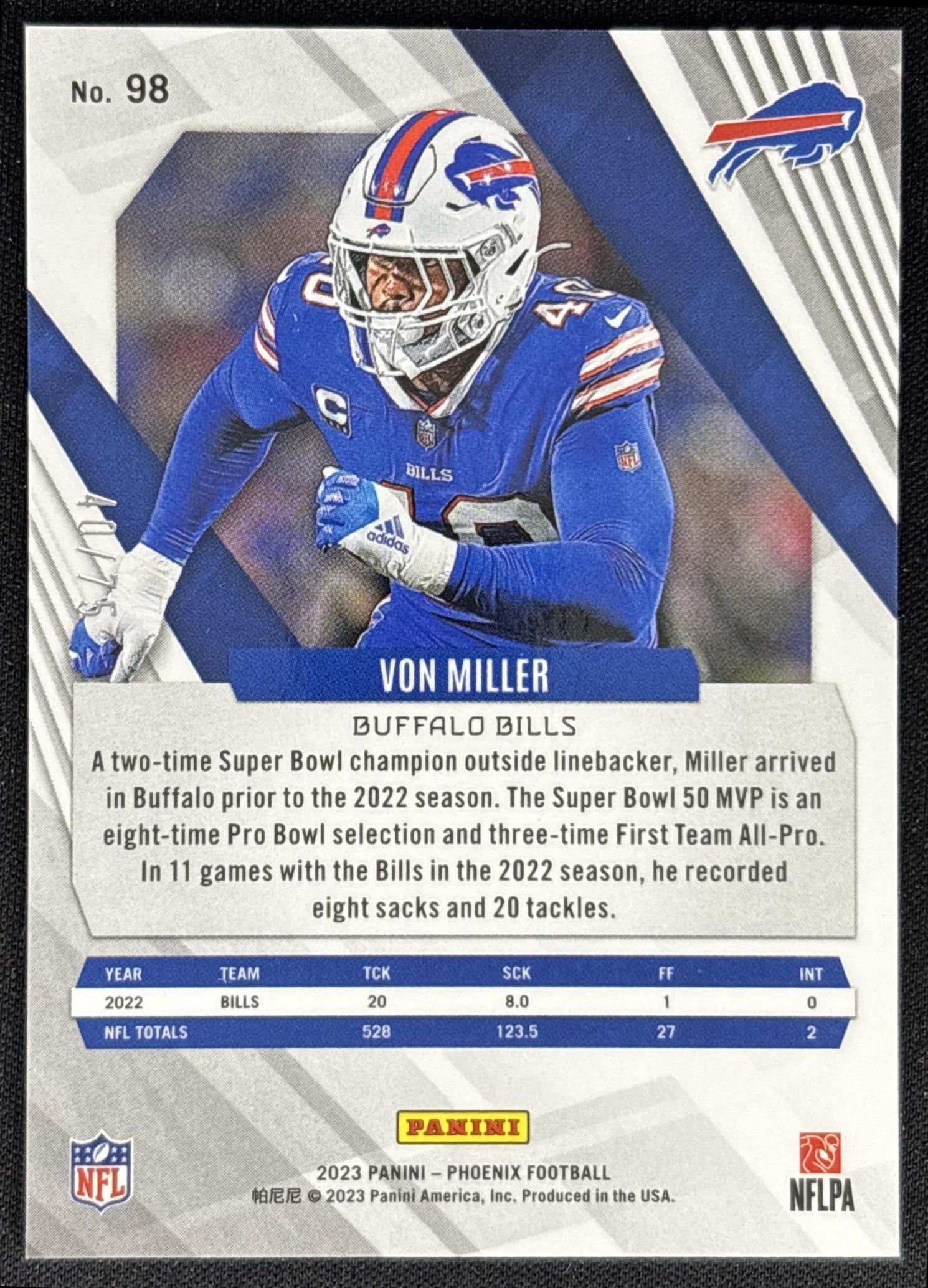 Von Miller 2023 Panini Phoenix Orange /75 Bills