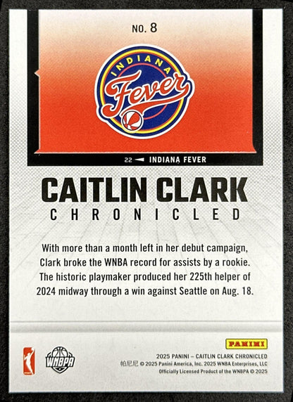 Caitlin Clark 2025 Panini Chronicled WNBA Holo Fever 8 Indiana Fever