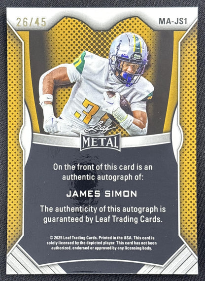 James Simon 2025 Leaf Web Exclusives Metal Auto Prismatic White /45