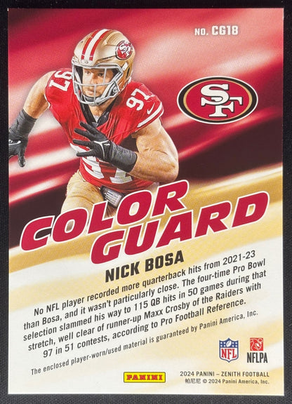 Nick Bosa 2024 Panini Zenith Color Guard 49ers Sports Trading Cards