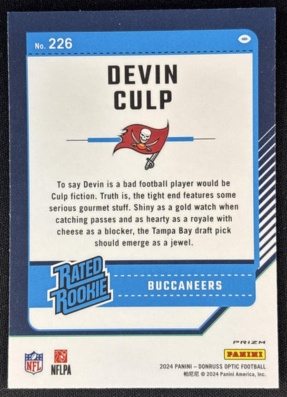 Devin Culp 2024 Panini Donruss Optic Blue Hyper Buccaneers