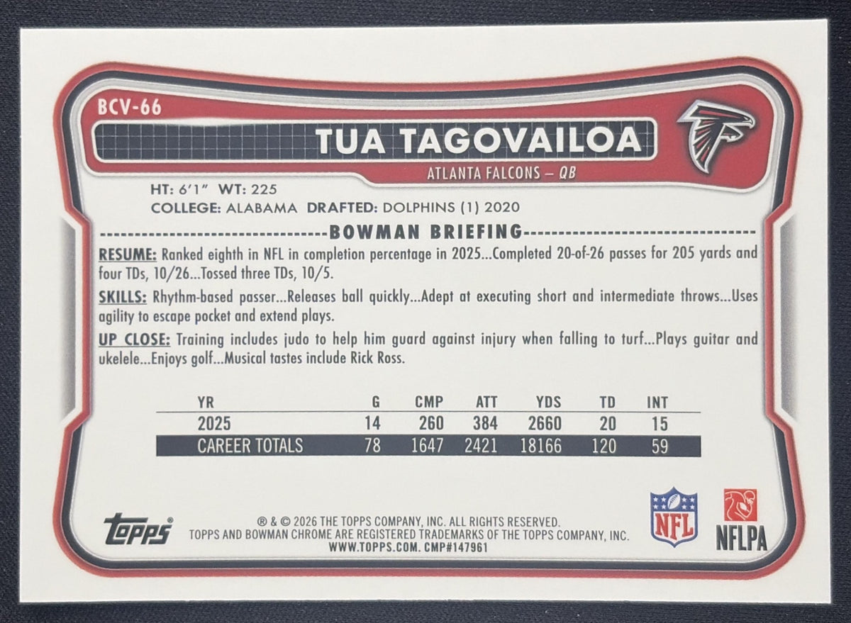 Tua Tagovailoa 2026 Bowman Chrome NFL Mojo Refractor Falcons