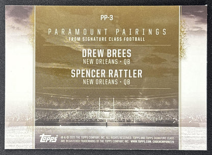 Spencer Rattler Drew Brees 2024 Topps Signature Class Paramount Pairings Indigo /175 Saints