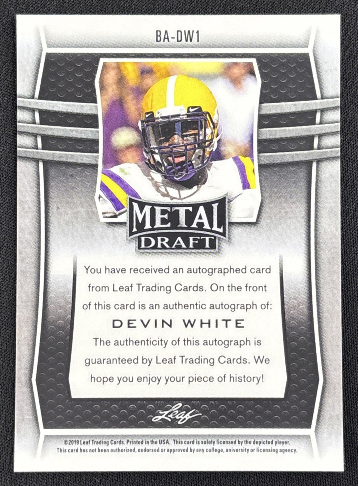 Devin White 2019 Leaf Draft Auto Lions