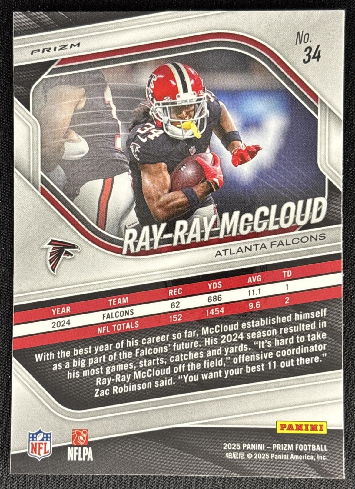 Ray-Ray McCloud 2025 Panini Prizm Neon Green Pulsar Falcons Sports Trading Card