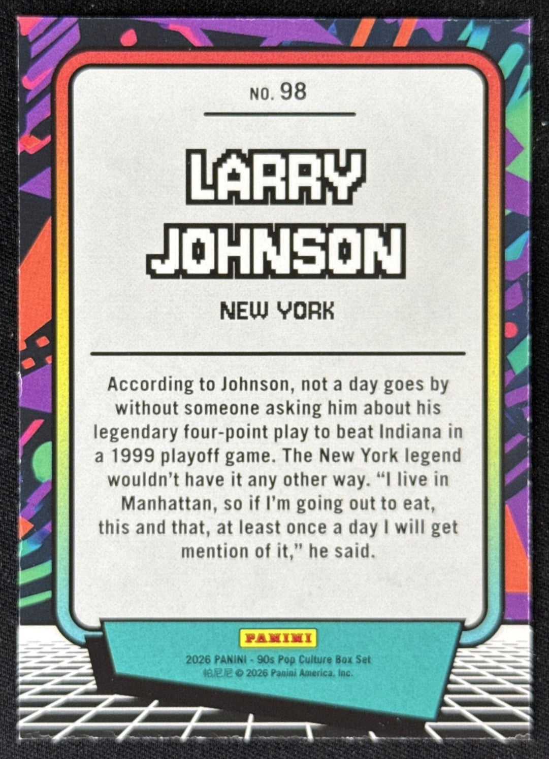 Larry Johnson 2026 Panini 90s Pop Culture Sports Trading Card