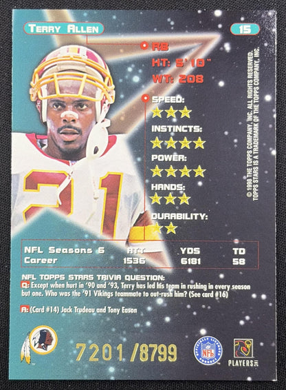 Terry Allen 1998 Topps Stars /8799 Redskins Washington Redskins