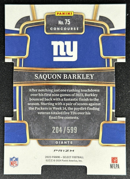 Saquon Barkley 2023 Panini Select Neon Green Prizms Die Cut /599 Giants