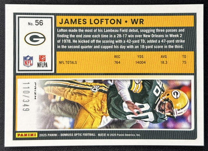 James Lofton 2025 Panini Donruss Optic Aqua Prizm /349 Packers Sports Trading Card