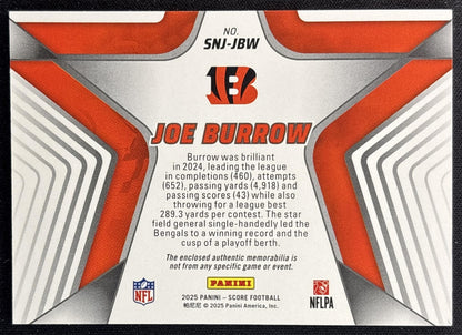 Joe Burrow 2025 Panini Score Stars of the NFL Jersey Bengals Back