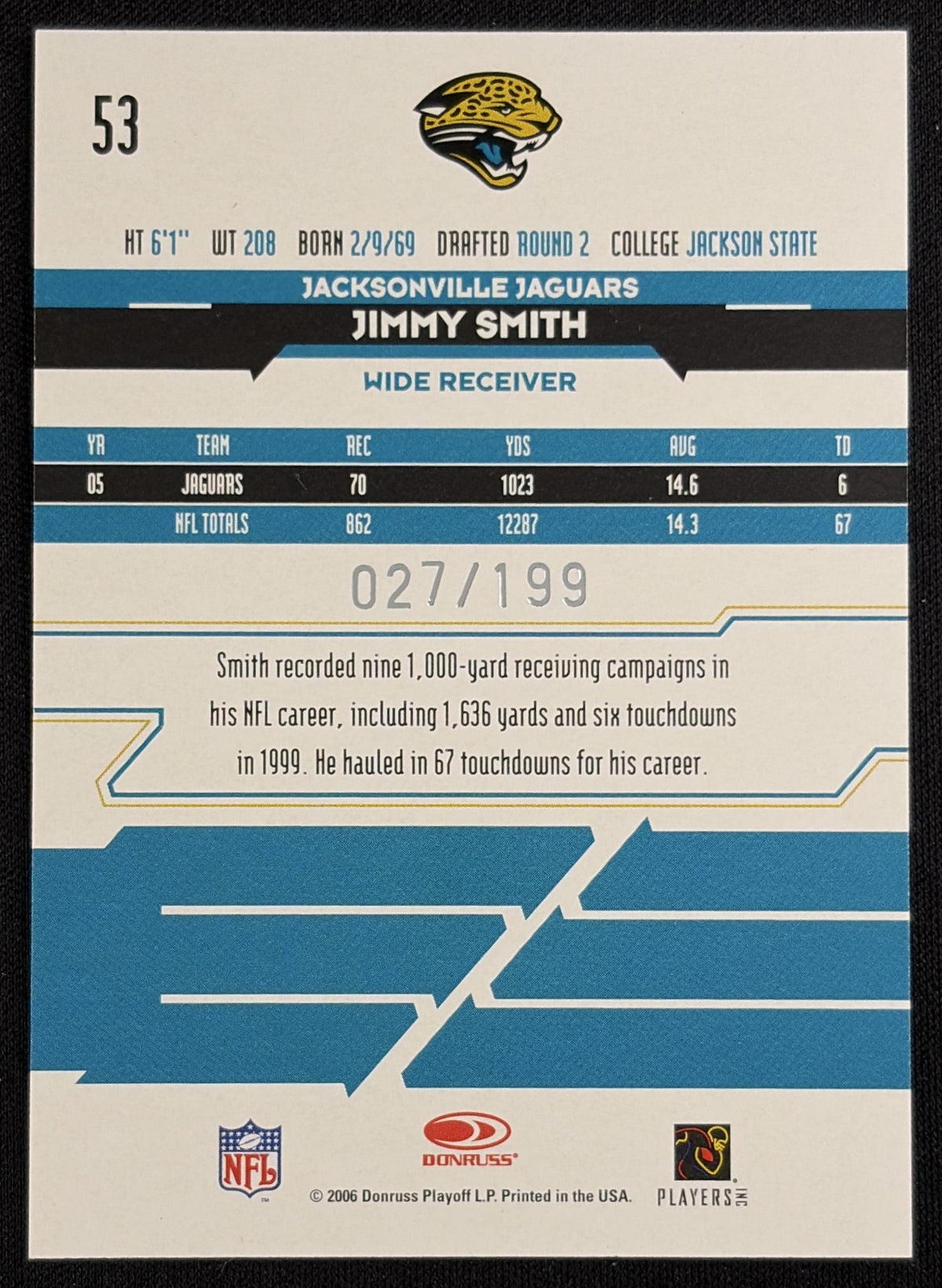 Jimmy Smith 2006 Leaf Rookies & Stars Longevity Silver /199 Jaguars