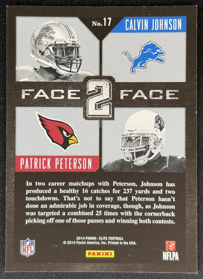 Calvin Johnson Patrick Peterson 2014 Panini Elite Face 2 Silver - Back