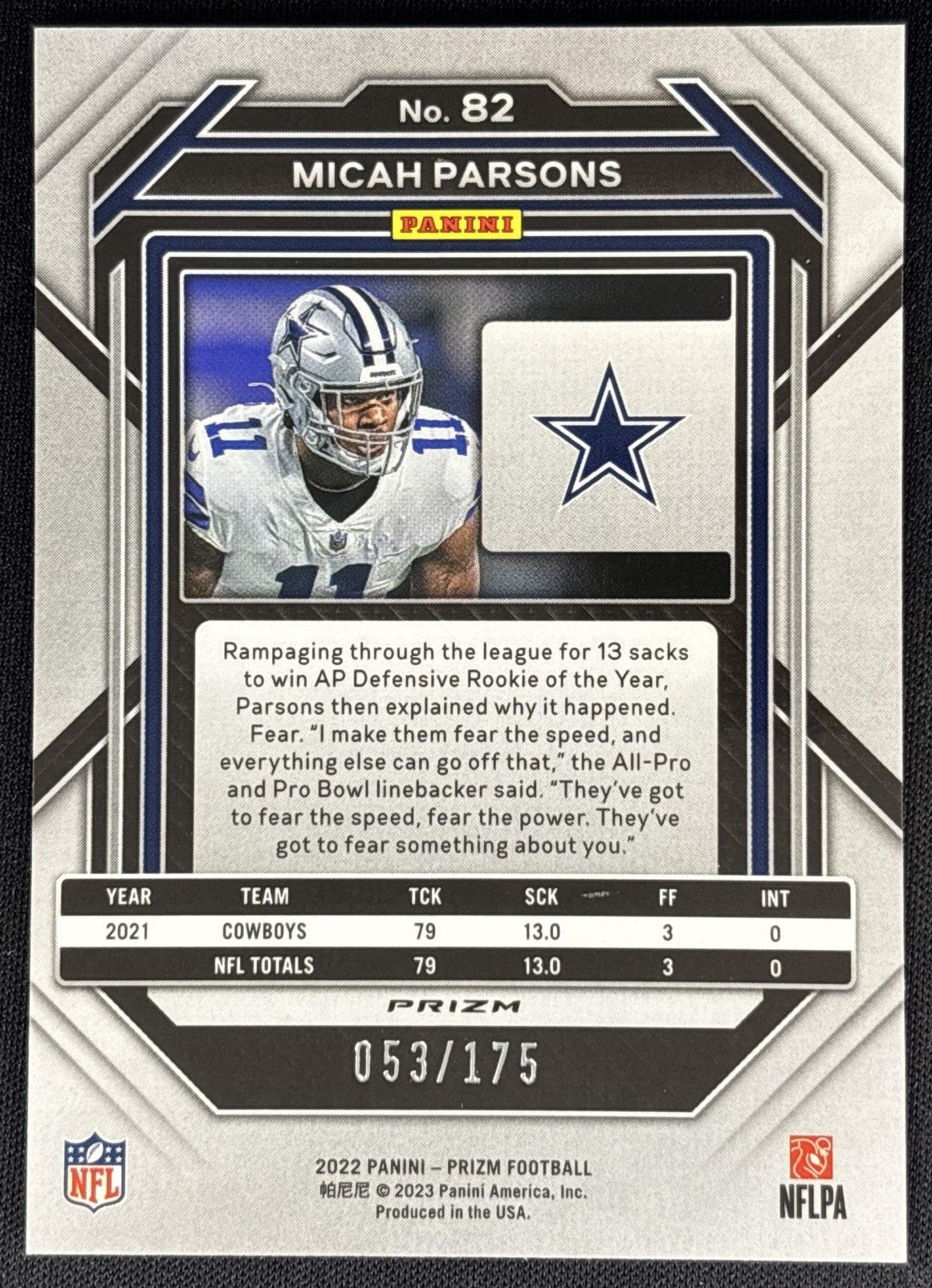 Micah Parsons 2022 Panini Prizm Hyper /175 Cowboys Sports Trading Cards