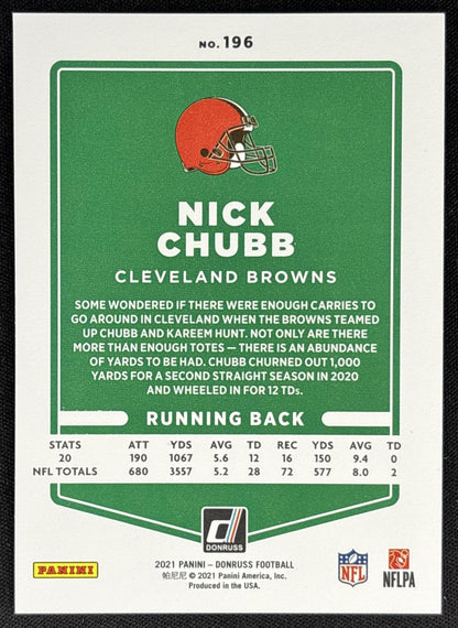 Nick Chubb 2021 Panini Donruss Press Proof Premium Browns