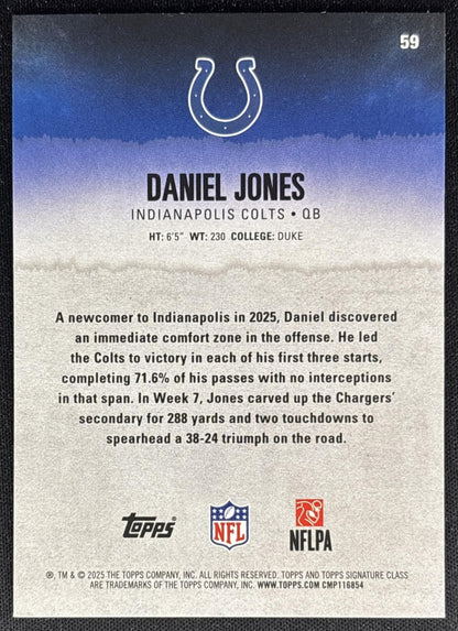 Daniel Jones 2025 Topps Signature Class Veteran Blue & Yellow Foil Colts Sports Trading Cards
