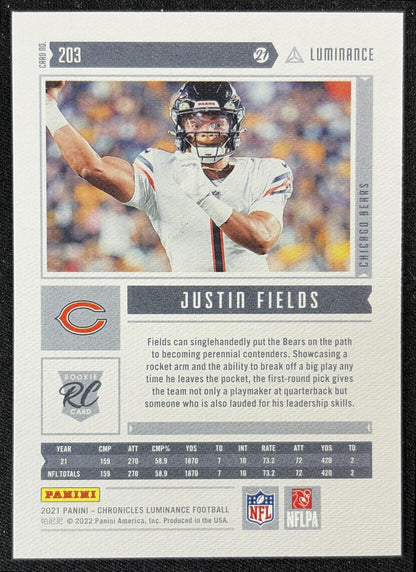 Justin Fields 2021 Panini Chronicles Luminance Update Rookies Bears
