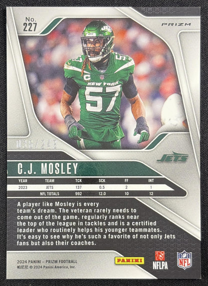 C.J. Mosley 2024 Panini Prizm Orange /249 Jets
