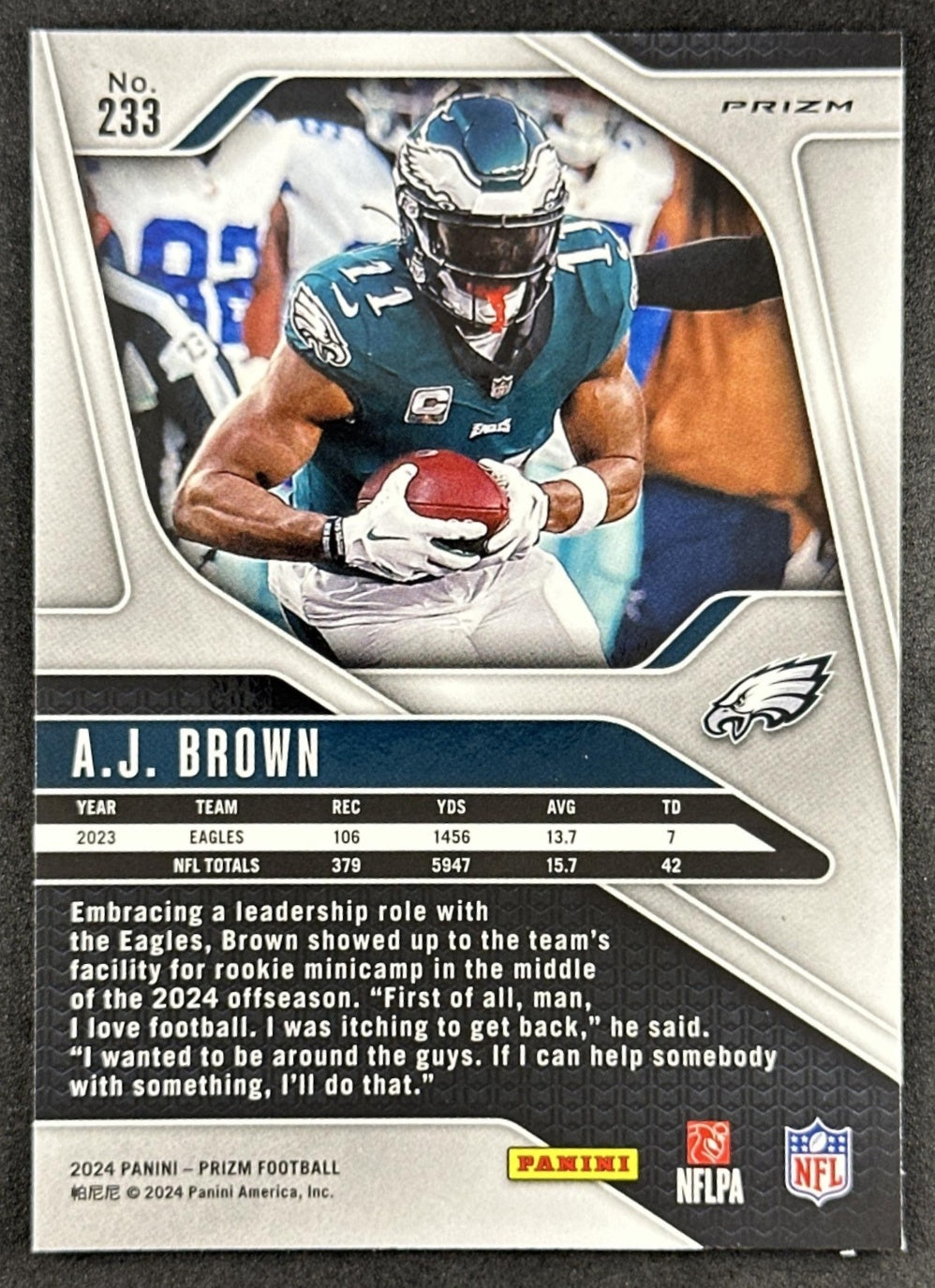 A.J. Brown 2024 Panini Prizm Silver Eagles Sports Trading Card