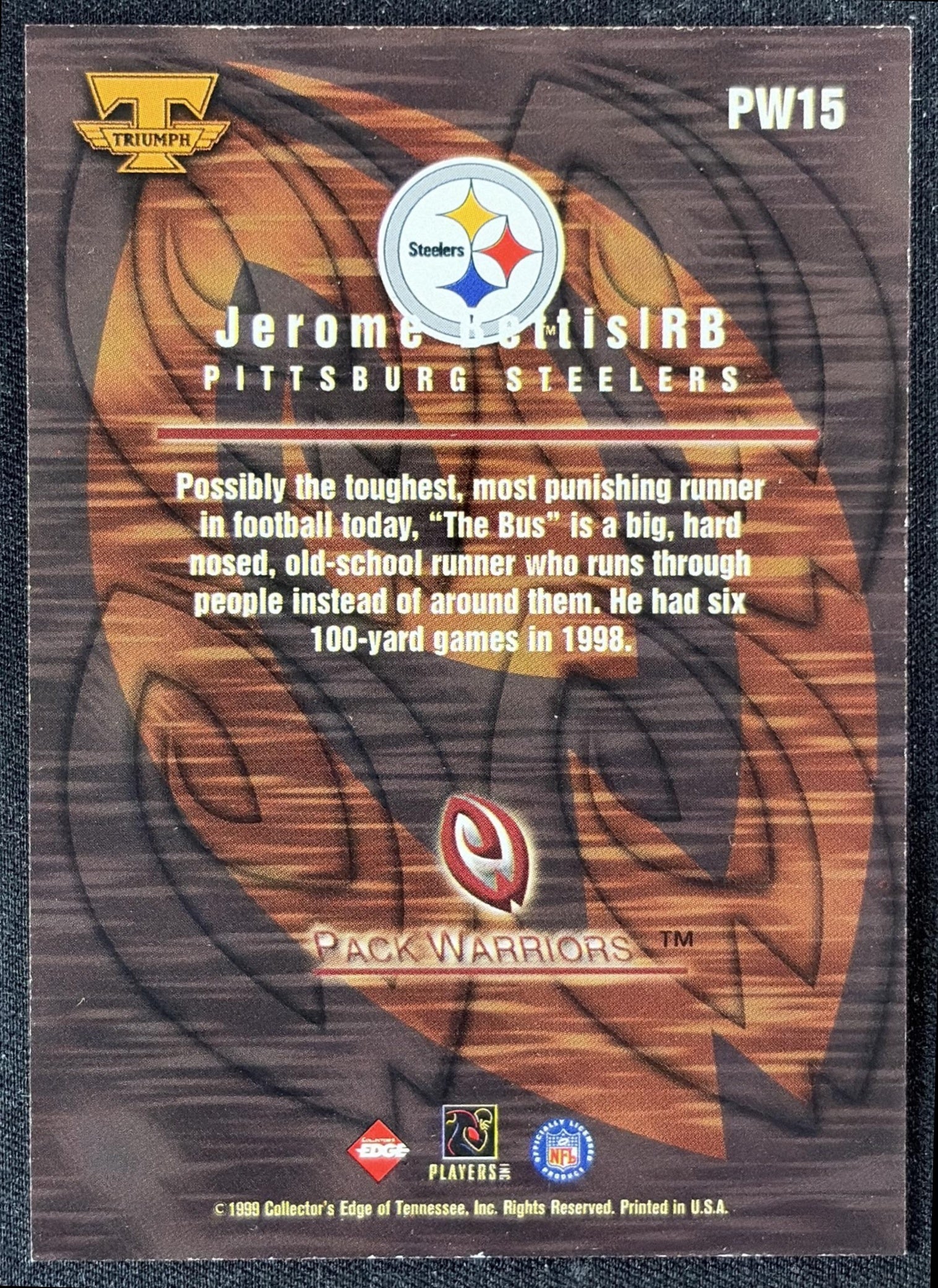 Jerome Bettis 1999 Collector's Edge Triumph Pack Warriors Steelers