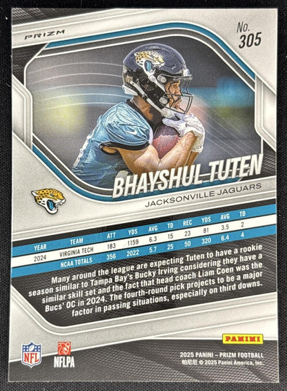 Bhayshul Tuten 2025 Panini Prizm Lazer Jaguars back