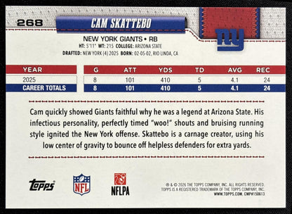 Cam Skattebo 2026 Topps Football Leather Foil Giants