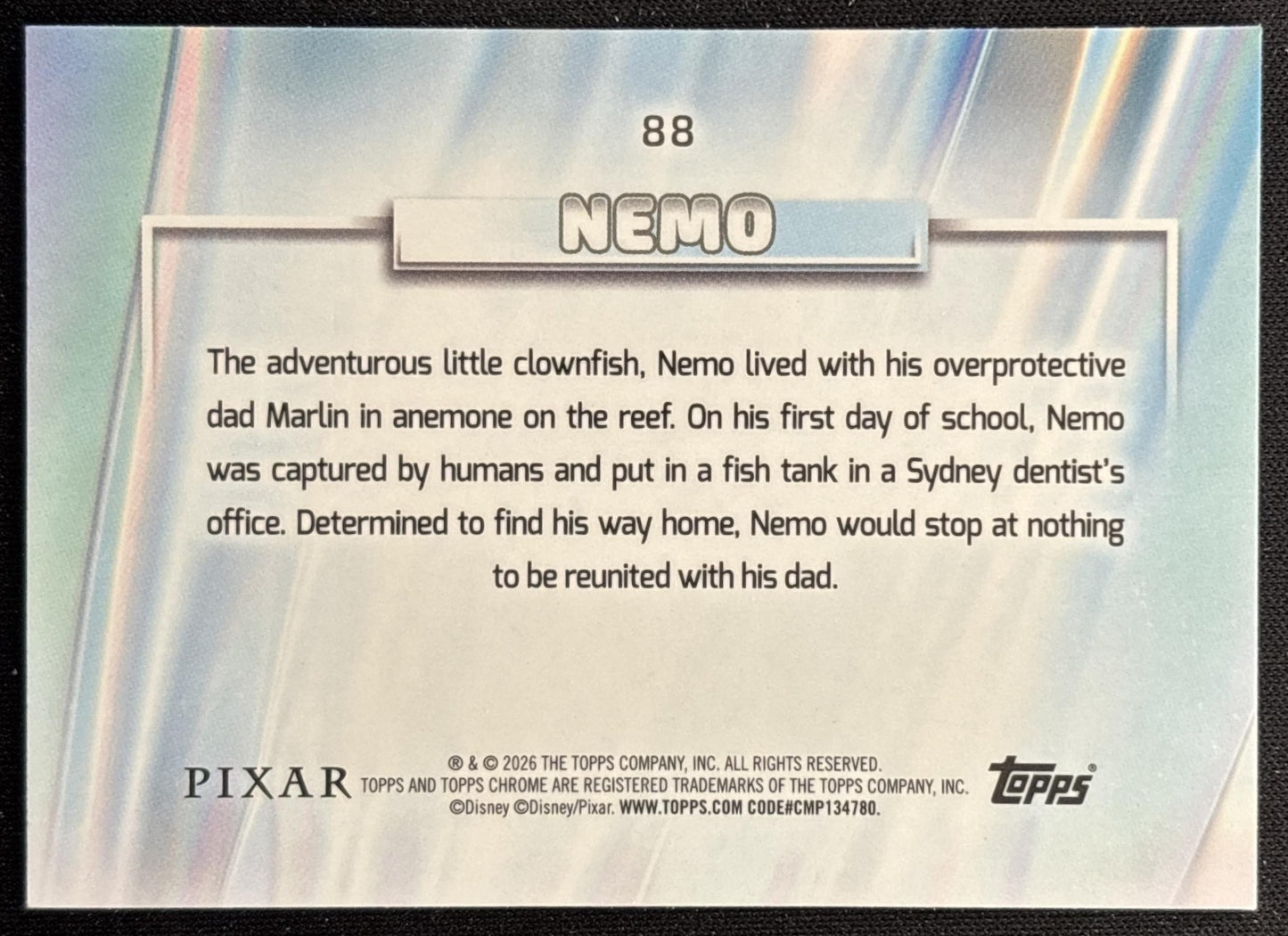 Nemo 2026 Topps Chrome Disney Finding back