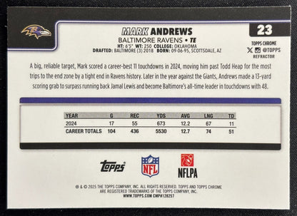 Mark Andrews 2025 Topps Chrome Refractor Ravens Sports Trading Cards