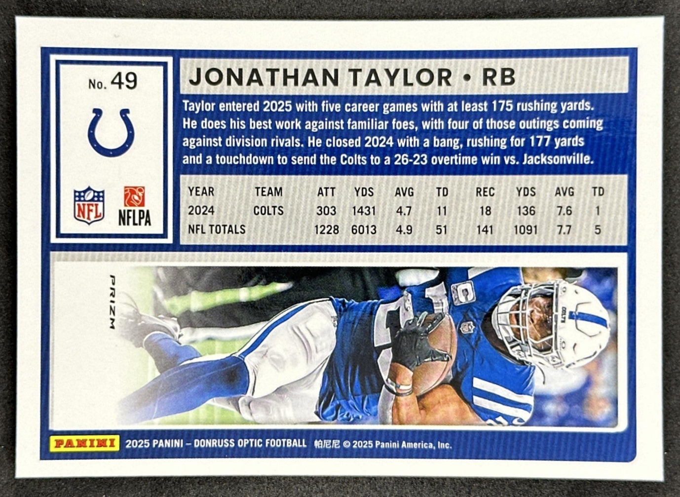 Jonathan Taylor 2025 Panini Donruss Optic Stars Prizm Colts Sports Trading Cards