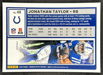 Jonathan Taylor 2025 Panini Donruss Optic Stars Prizm Colts Sports Trading Cards