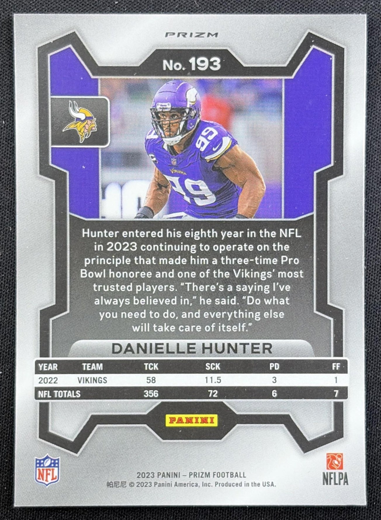 Danielle Hunter 2023 Panini Prizm Green Wave Vikings