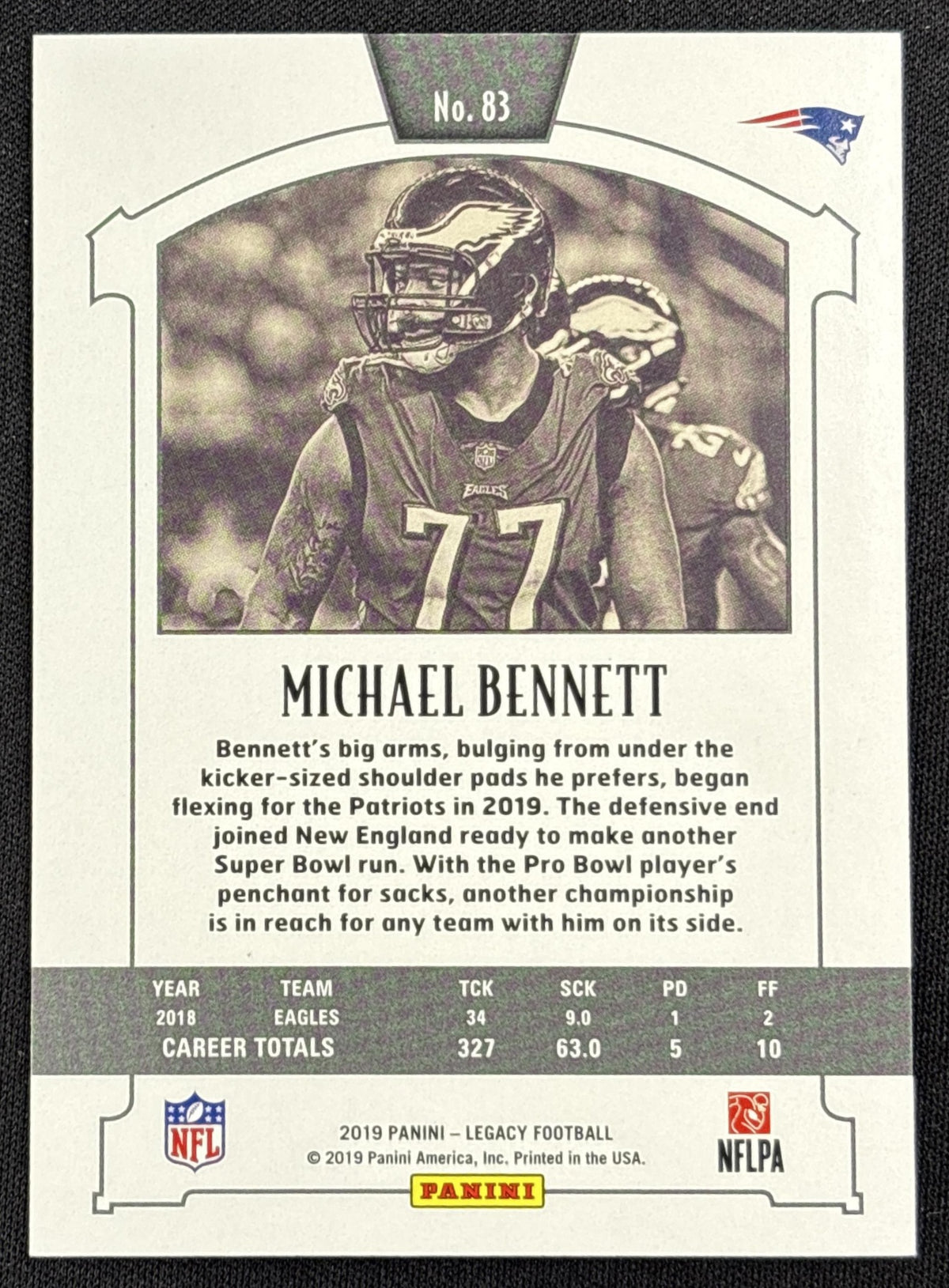 Michael Bennett 2019 Panini Legacy Red /299 Patriots